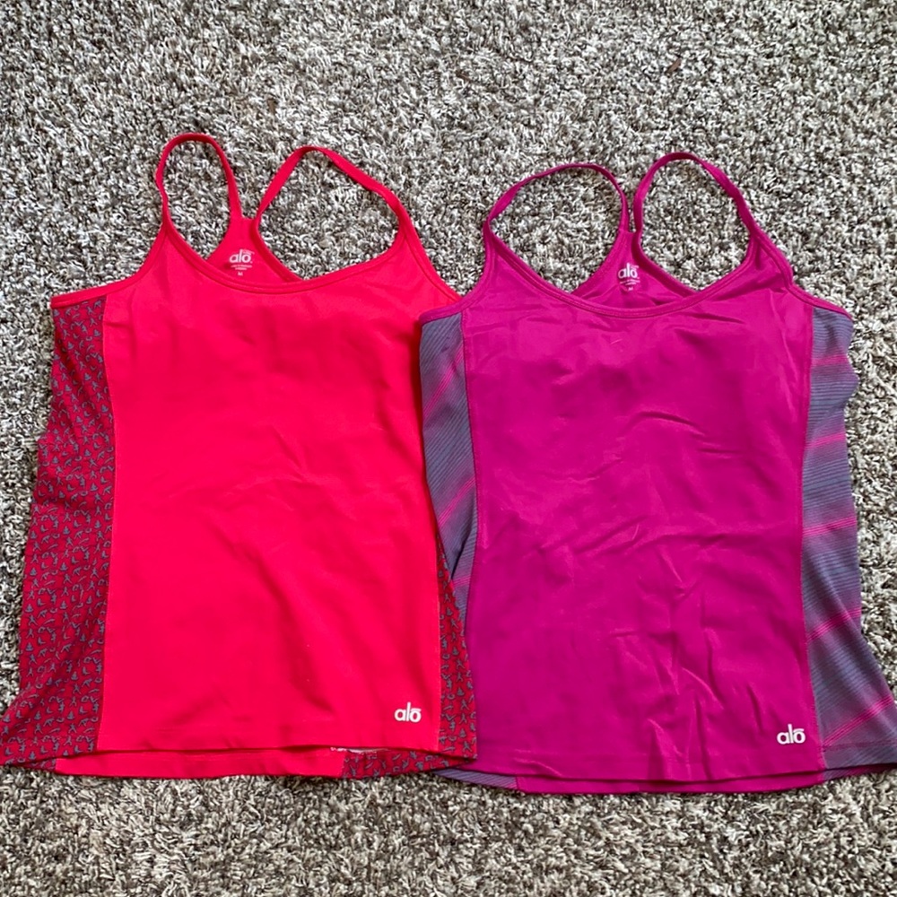 Set of two ALO workout tanks with built in bra
